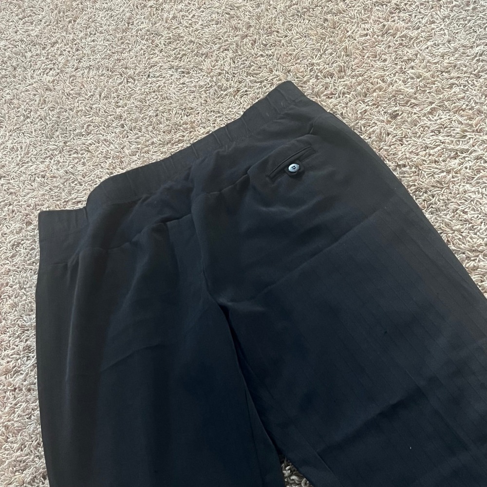 Oh Baby by Motherhood Maternity Pants Black Pinstripe Wide Leg Cuffed Large